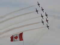 view--canadian forces snowbirds and canadian flag 