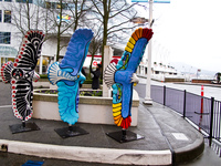 three painted eagles near canada place Vancouver, British Columbia, Canada, North America