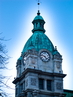 jaded clock tower Vancouver, British Columbia, Canada, North America