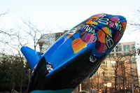 colorful dolphin outside bc hydro building 